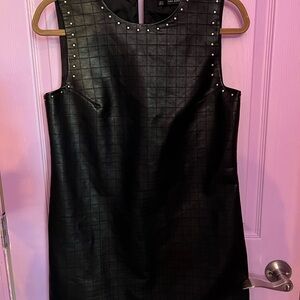 Zara Black Faux Leather Studded Mini Dress
